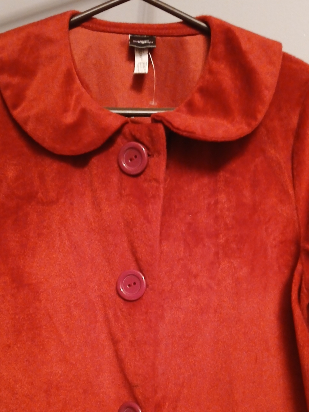 Peter Pan Collar Red Pea Coat - Women